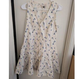 Universal Thread Dress Women's Medium White Floral Button Front Godet Mini